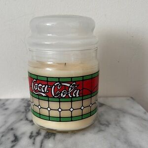 Coca-Cola Decorative Jar Candle with Red and Green Stained-Glass Label NWT